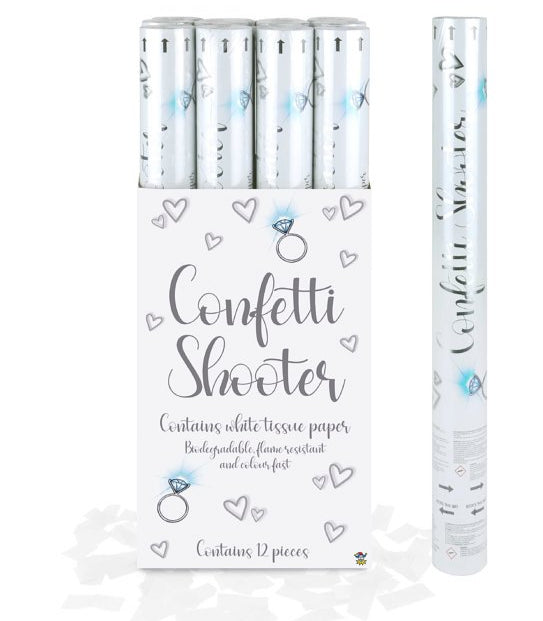 50cm White confetti shooters in a box of 12