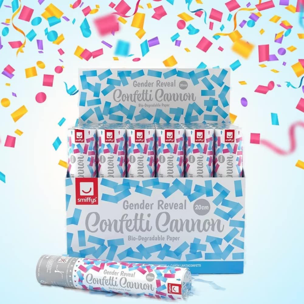 20cm Gender Reveal Confetti Cannon (Blue or Pink)