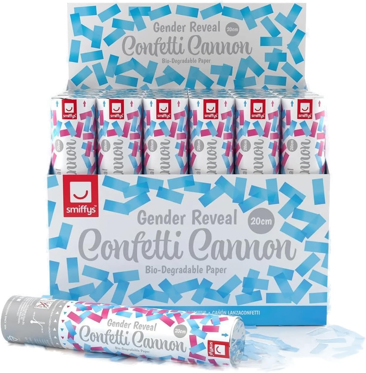 20cm Gender Reveal Confetti Cannon (Blue or Pink)