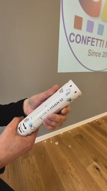 8 x Biodegradable White Confetti Cannons & 10 packs of White Heart Confetti