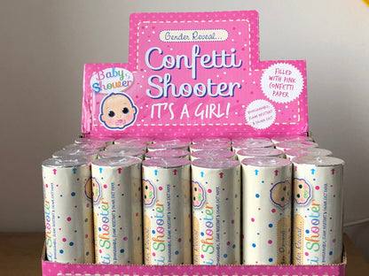 Pink 20cm Gender reveal confetti cannons in display box