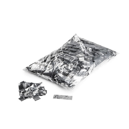 Silver confetti in bag.